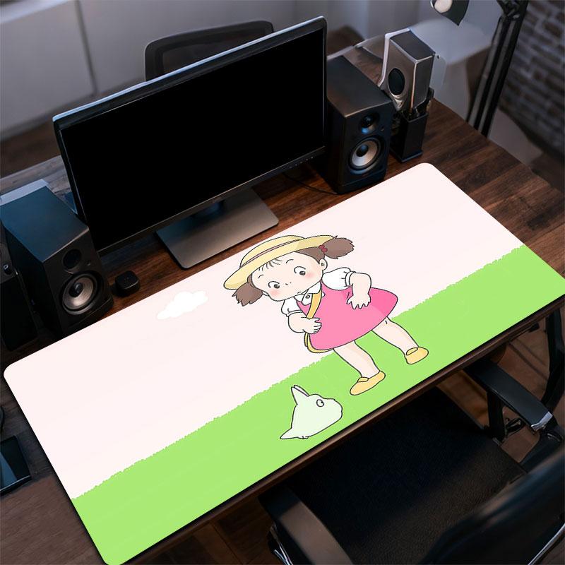 Mei Kusakabe Cartoon Mouse Pad, Large Gaming Desk Mat, Non-slip XXL Mousepad for Laptop & Tablet, Mini PC Playmat with Stitched Edges