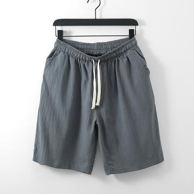 Pantalons courts en coton et lin pour hommes de grande taille Pantalons d'été en lin respirants de couleur unie pour hommes Fitness Streetwear