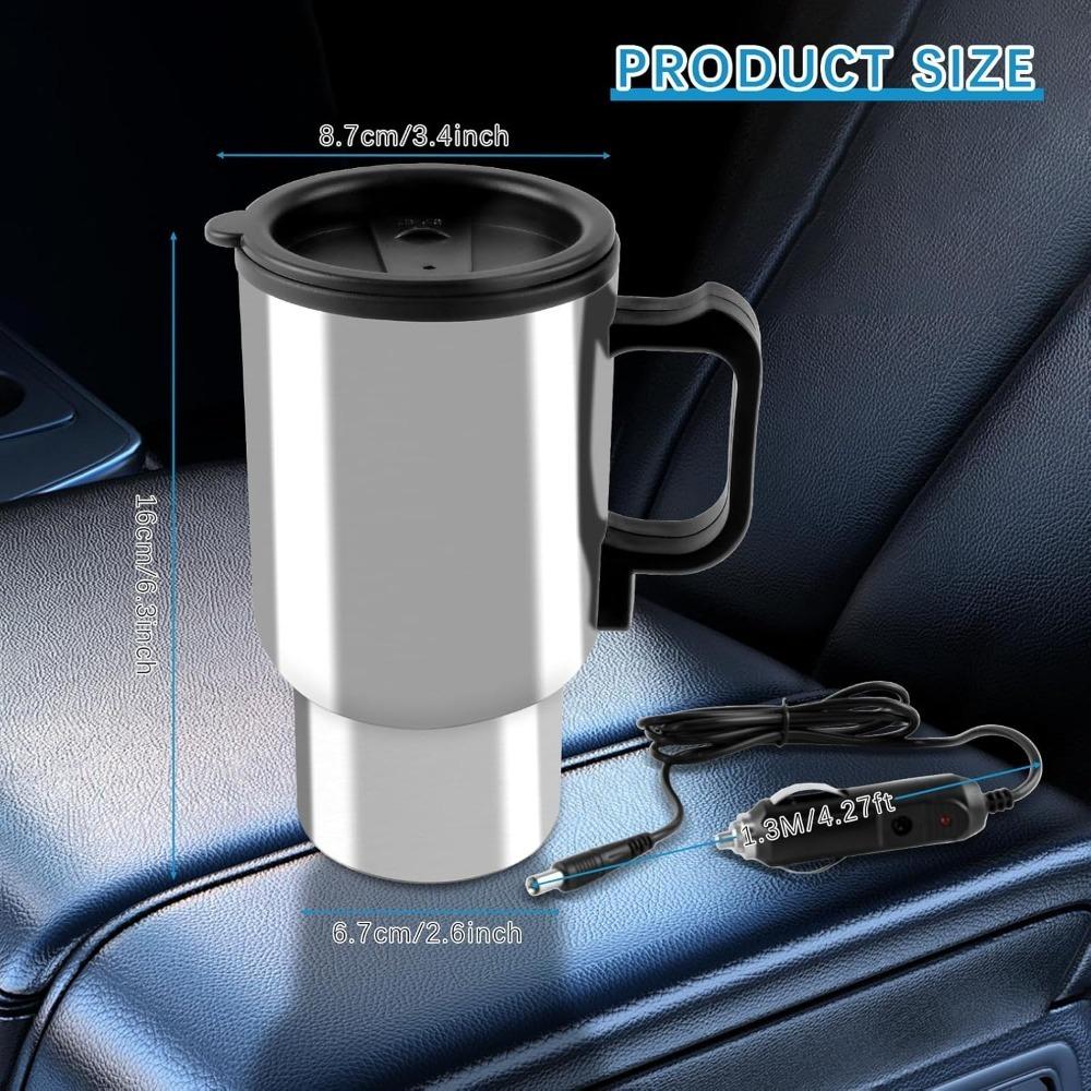 12V Car Electric Kettle 450ml Heating Cup Stainless Steel Travel Coffee Cup Double Layer Vacuum Insulation Travel Kettle