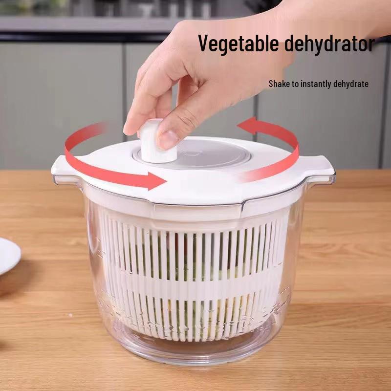 Kitchen Double-Layer Vegetable and Fruit Spinner: Manual Dehydrator & Draining Basket