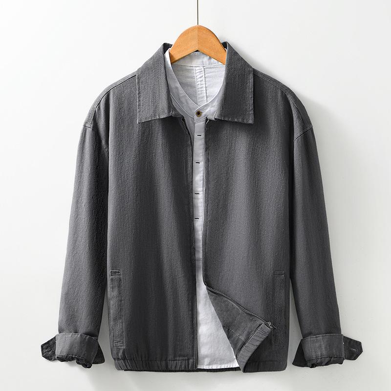 Spring Summer Jackets for Men Japanese Style Casual Coat Solid Color Lapel Collar Zipper Jacket Business Jacket