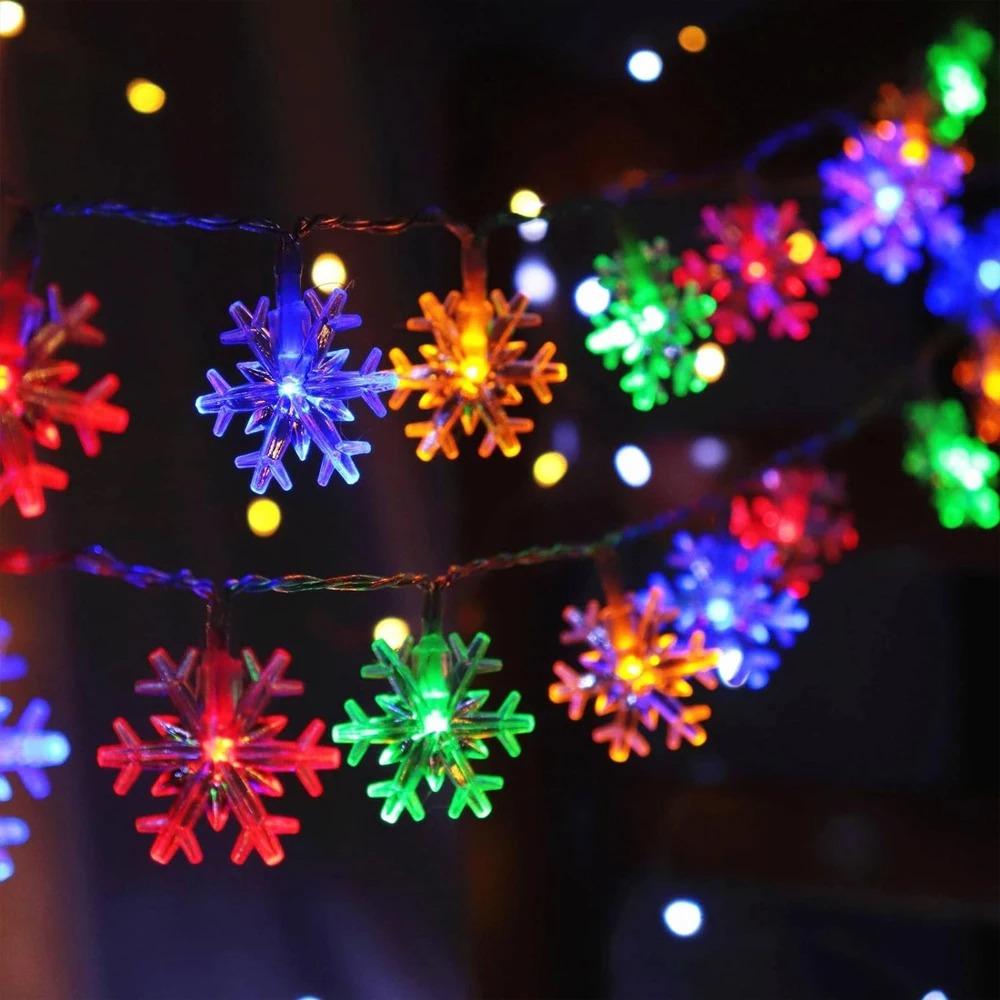 

Snowflake String Lights, 3m/6m LED Fairy String Light USB Powered for Wedding Party Indoor Outdoor Decor, Warm White/Multi-Color 3m 20LEDs