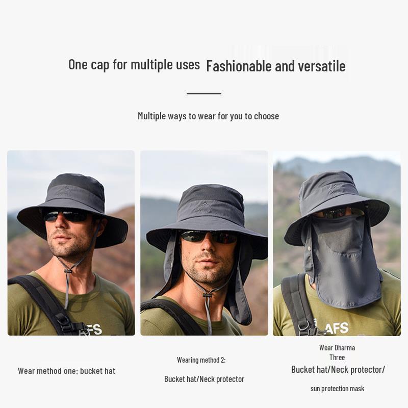 Men's Summer Fishing Bucket Hat with UV Protection and Face Covering for Outdoor Hiking