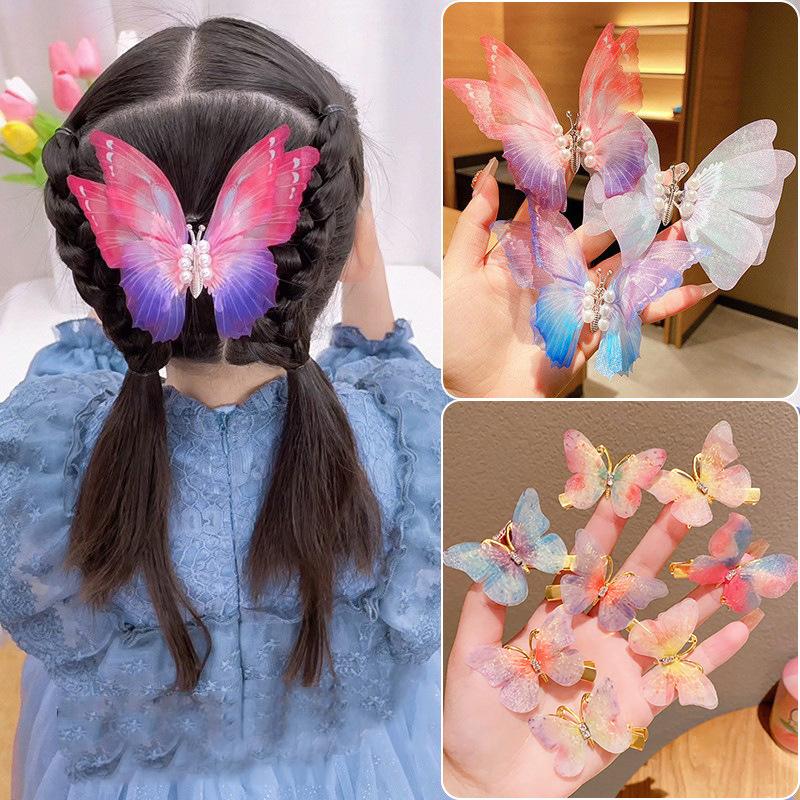 2023 Vintage Kid Butterfly Hairpins Beach Geometric Hair Clips Barrettes Side Clip For Girl Cute Hair Accessories Headdress Gift