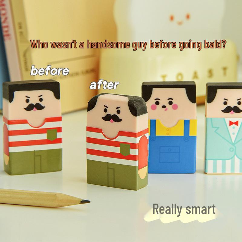 Creative Cartoon Bald Head Eraser - Cute Prank Gift for Students