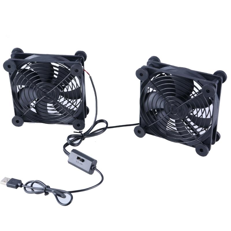 

120mm 5V Double USB Powered PC Router Fans With Speed Controller Airflow Cooling Fan for Router Modem Receiver 1