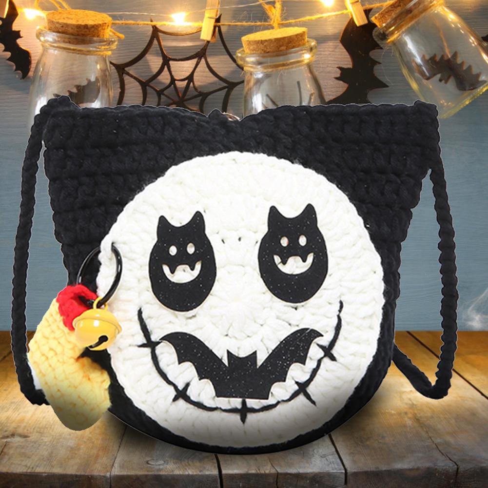 Holloween Crochet Shoulder Bag Women Cartoon Crossbody Bag Novelty Messenger Bag Funny Satchel Purse for Shopping Travel 2640₽