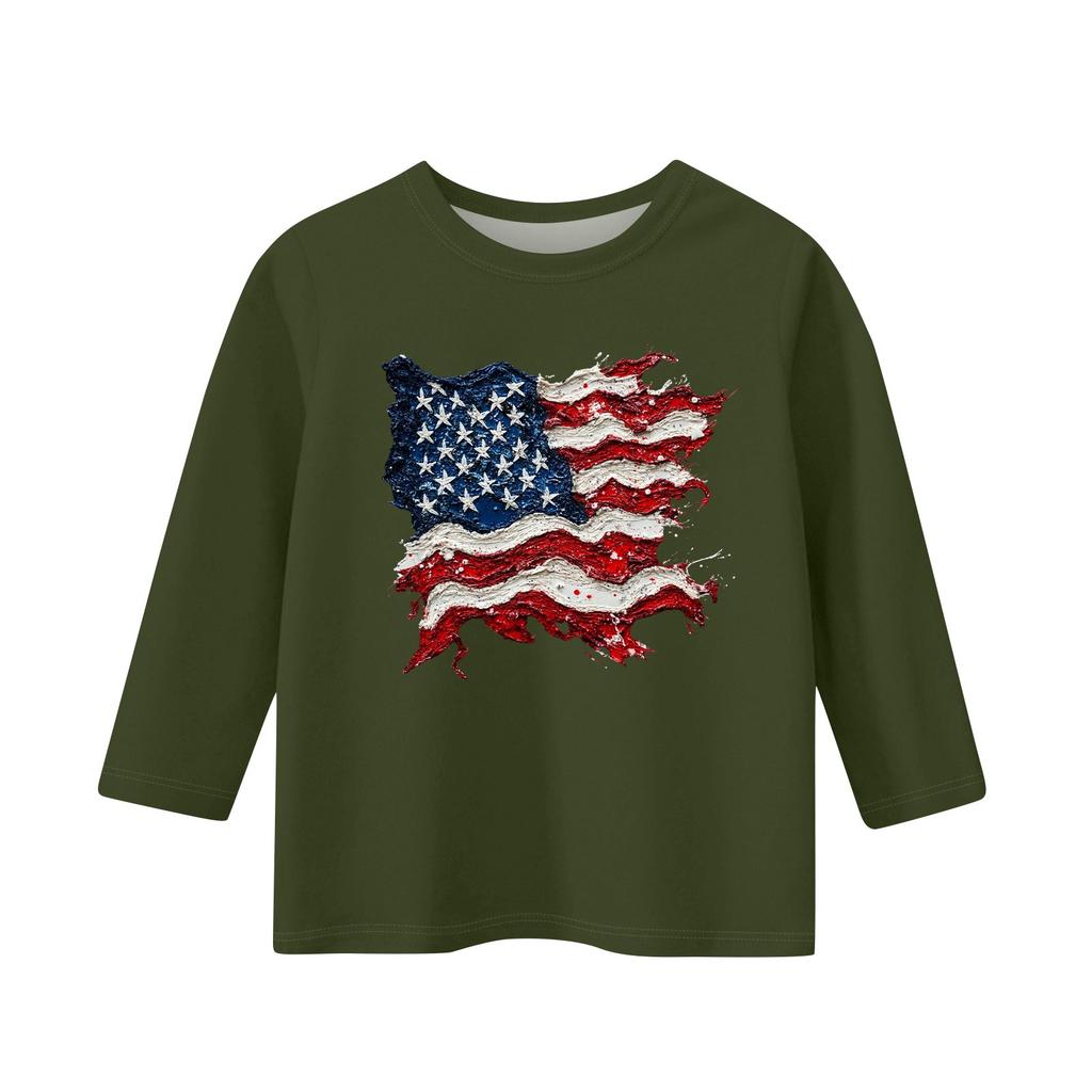 Children's Fashion Printed Round Neck Three-quarter Sleeve Top Casual T-shirt