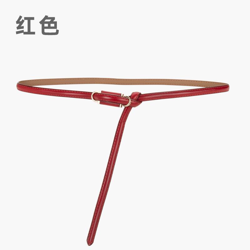 Four Seasons Available New Women'S Leather Thin Belt With No Hole Design Decorative Belt Waist Cover Dress Versatile Two Layer Leather Women'S Belt