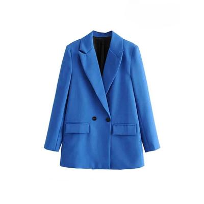 Kobiety Szykowna Dama Biurowa Dwurzędowa Marynarka Płaszcz Vintage Moda Klapowany Kołnierz Długi Rękaw Damska Odzież Wierzchnia Stylowe Topy