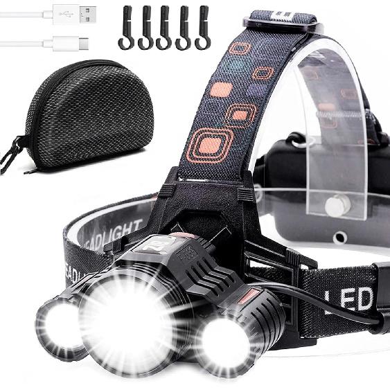 Headlamp - Brightest 2000 Lumen CREE LED Work Head Light, USB-C Rechargeable IPX4 Waterproof Head Lamp Flashlight+ Red Light for