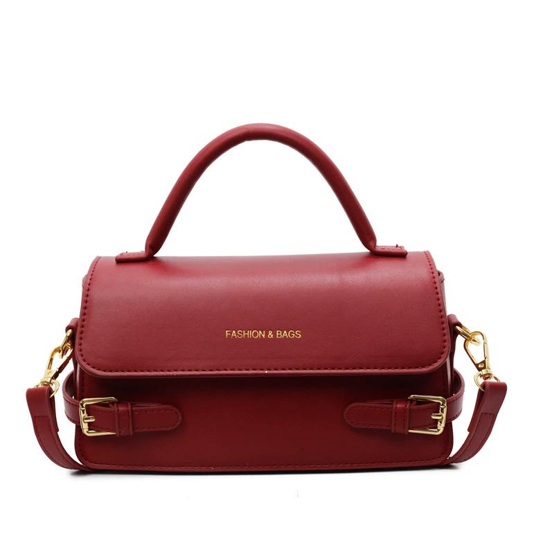 

Women s Solid Color Crossbody Satchel Bag, Casual Versatile Shoulder Bag for Daily & Commute вина червоного кольору