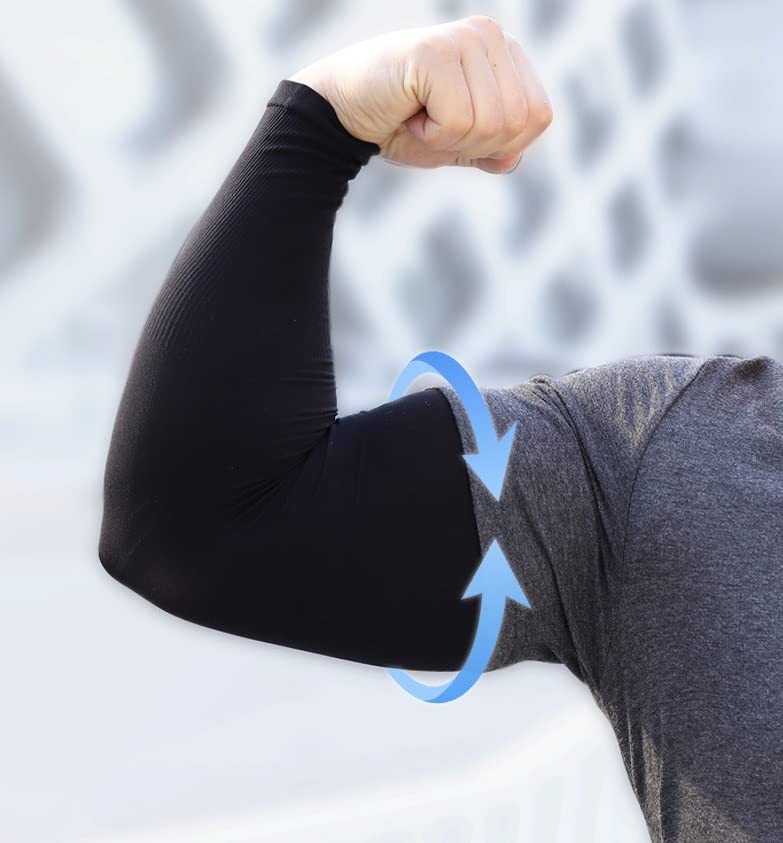 Cool Arm Covers for Large Long Arm Arm Arm Sweat Quick Sun Outdoor Summer UV Unisex Sizes of 2 Black [happylaladream] Men, Size, Size, Sleeves,