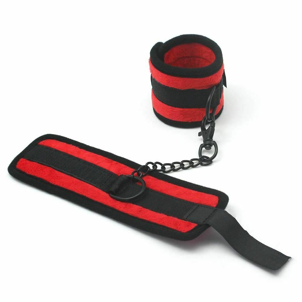 Red Soft Velvet Handcuffs Bedroom  Restraints  Beginners Kit  Starter Kits