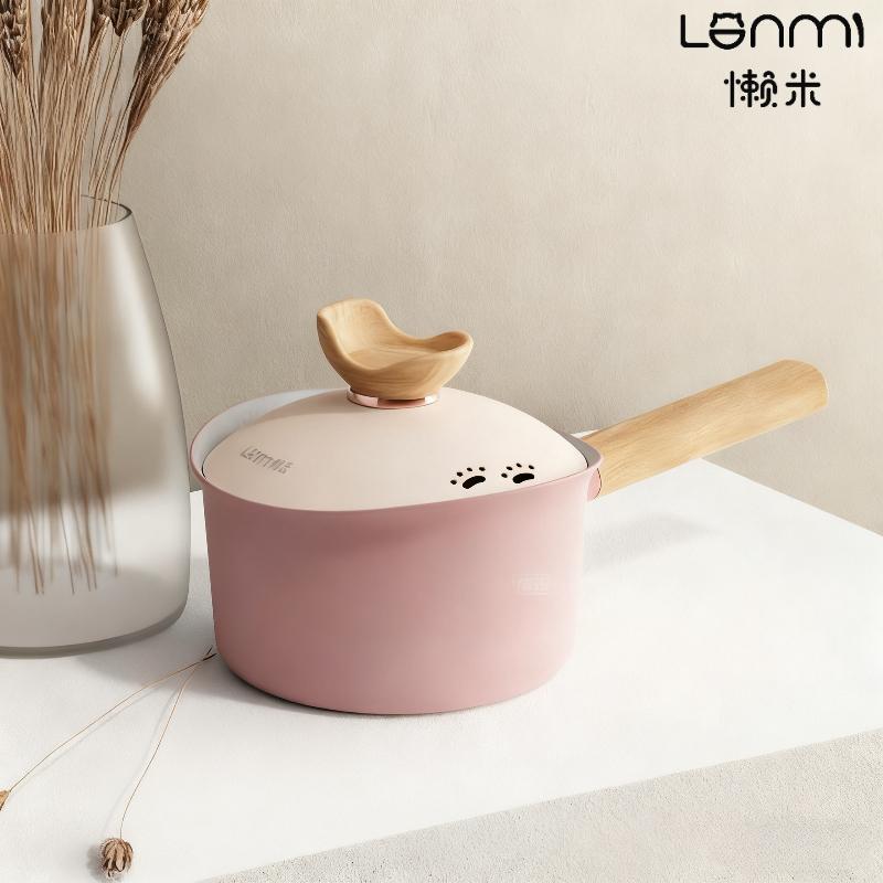 18cm Household Non Stick Milk Pot Stone Color Baby Multi-functional Cooking Pot Baby Food Boiling Special Pot Clay Pot