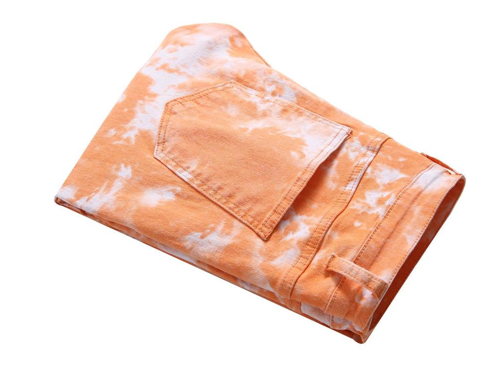 Bunte Stretch-Denim-Freizeithose mit Slim Fit und Aufdruck für Herren