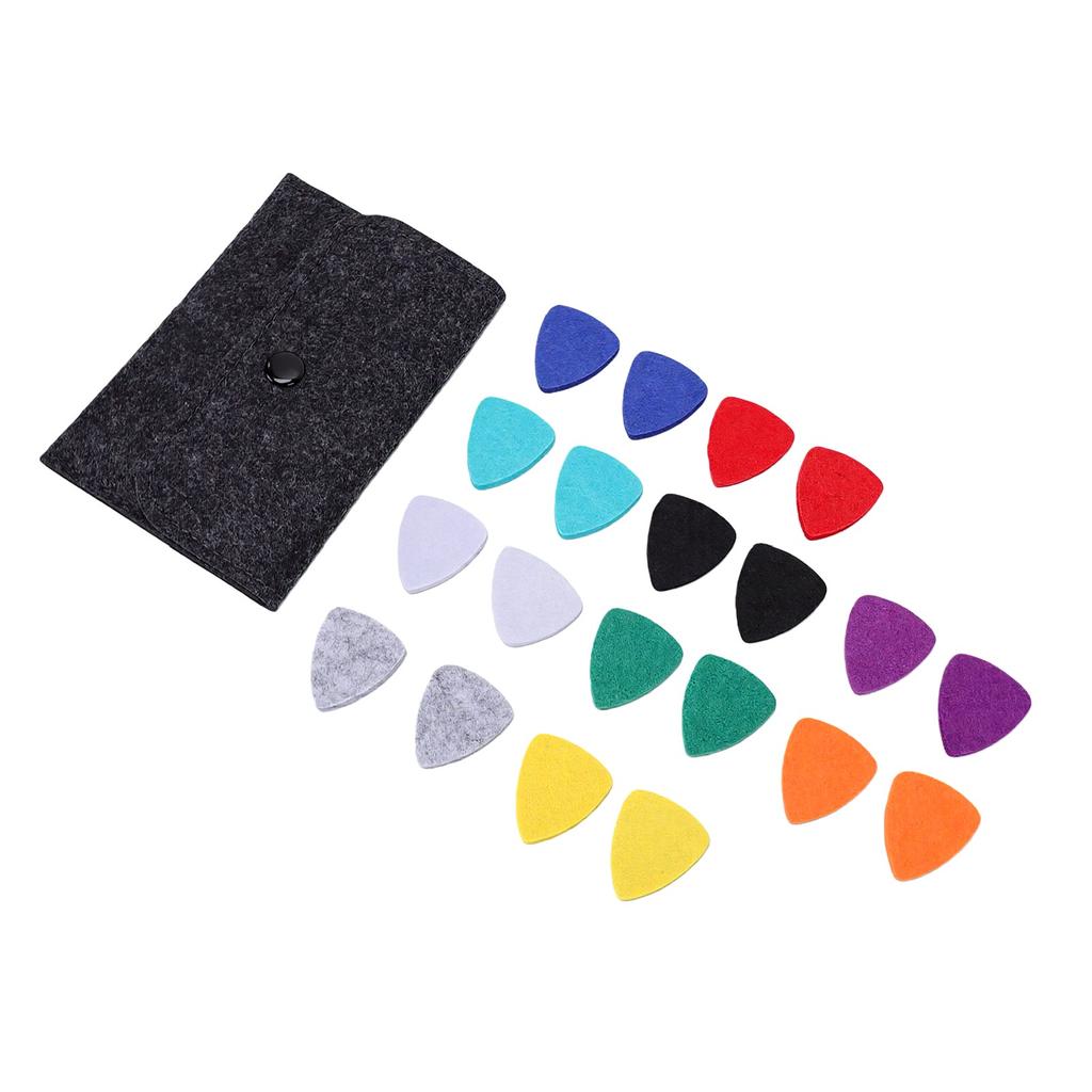 20 Piezas Púas de Fieltro para Ukelele Agarre Cómodo Forma de Corazón Púa con Bolsa de Almacenamiento para Instrumentos de Cuerda de Nylon Colores Mixtos