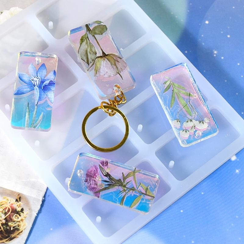 Multifuntional Jewelry Silicone Molds Pendant Moulds Silicone Texture for Resin Rectangular Earrings and Pendants