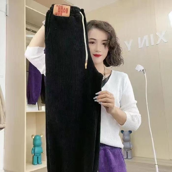 

Женские зимние утолщенные вельветовые шаровары с европейским хлопковым бархатом XL чёрный