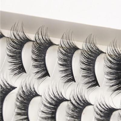10 Pairs Thick Long Cross Party False Eyelashes Black Band Fake Eye Lashes