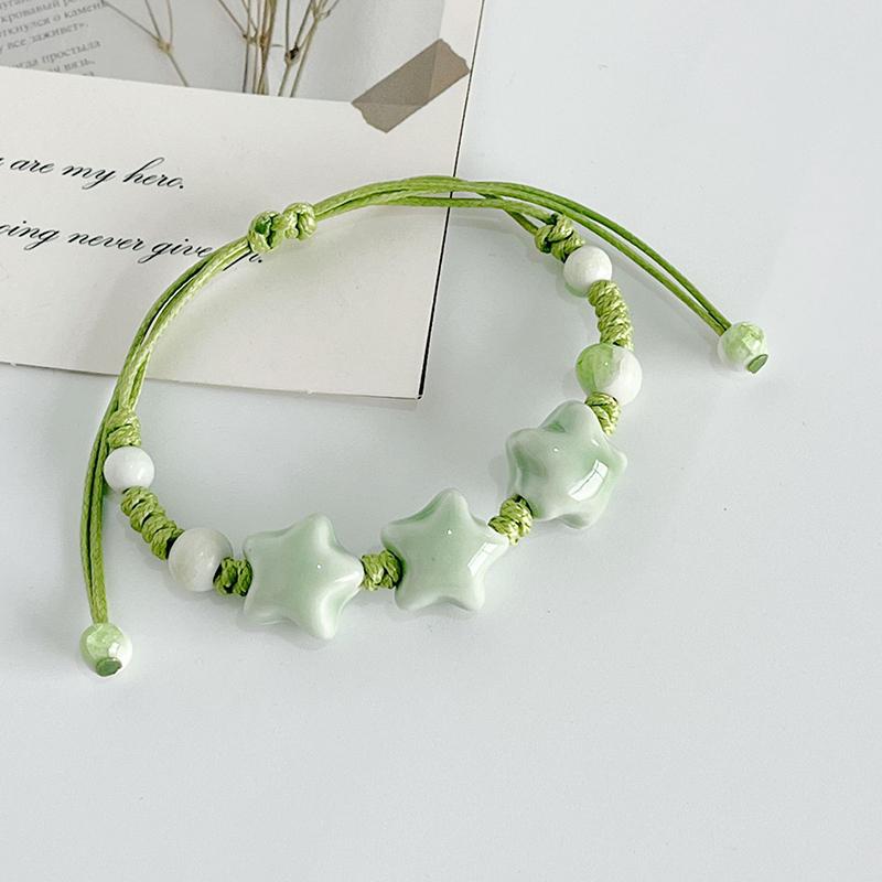 Versatile ceramic bracelet Handmade knit Colorful Ceramic Star Bracelet Adjustable Braided Wax Cord Unique Fashion Accessory new