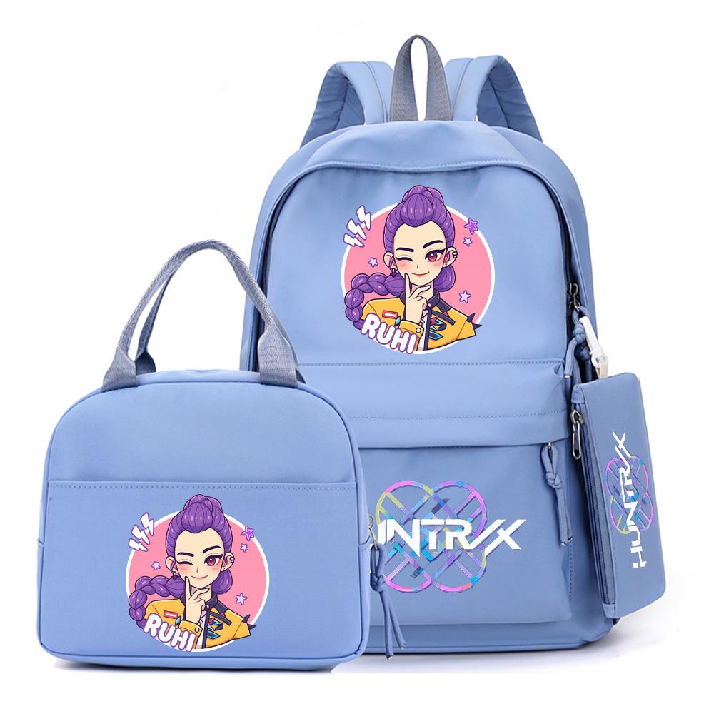 

4Pcs/set Cartoon K-Pop Printed Backpack with Handbag Pencil Case for Teenager Student Boy Girl Schoolbag Bookbag Large Capacity Travel Bag Kid Gift