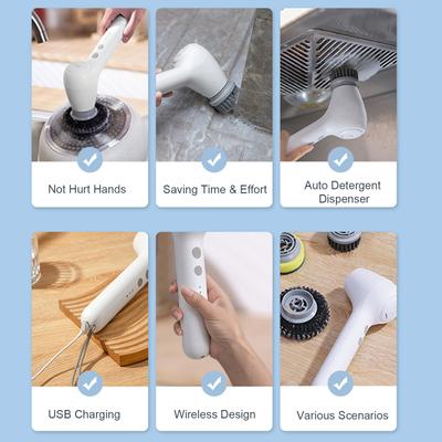 Aoresac Cordless Electric Spin Scrubber Portable Handheld Power Scrubber with Auto Detergent