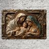 2DBohoJesusMarySign Bohemian Style Aluminum Wall Sign - 2D Jesus, Mary Family Design, Perfect Decor for Living Room/Home