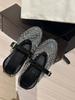 Haute couture version~ niche temperament hollow rhinestone ballet shoes 2025 new women's versatile one-word buckle shallow mouth single shoes