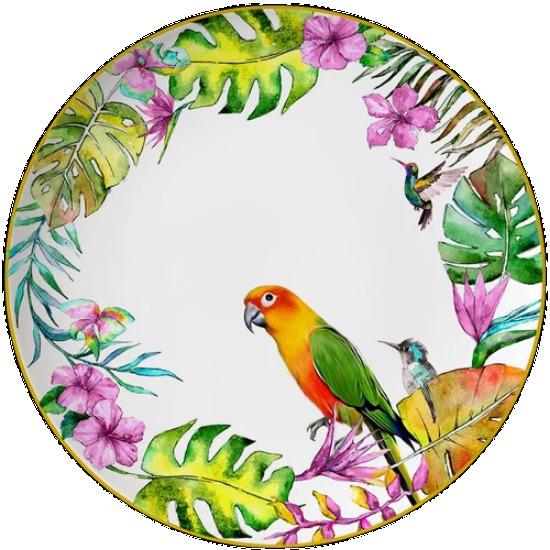 

Керамический глазурованный набор цветных фигурок, расписанный вручную попугай, домашняя тарелка для обеда, тарелка для стейка, кофейный сервиз