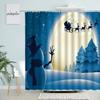 Funny Christmas Snowman Shower Curtains Winter White Forest Cedar Xmas Ball New Year Holiday Decor Bathroom Fabric Bath Curtain