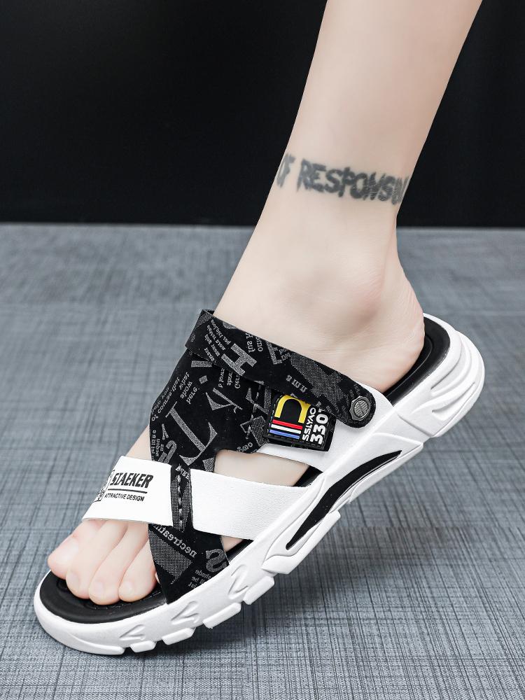 2026 Trendy Men's Sandals Roman Shoes Two-Use New Summer Cool Hollow Beach Shoes Slippers Rubber Sole Comfortable Breathable