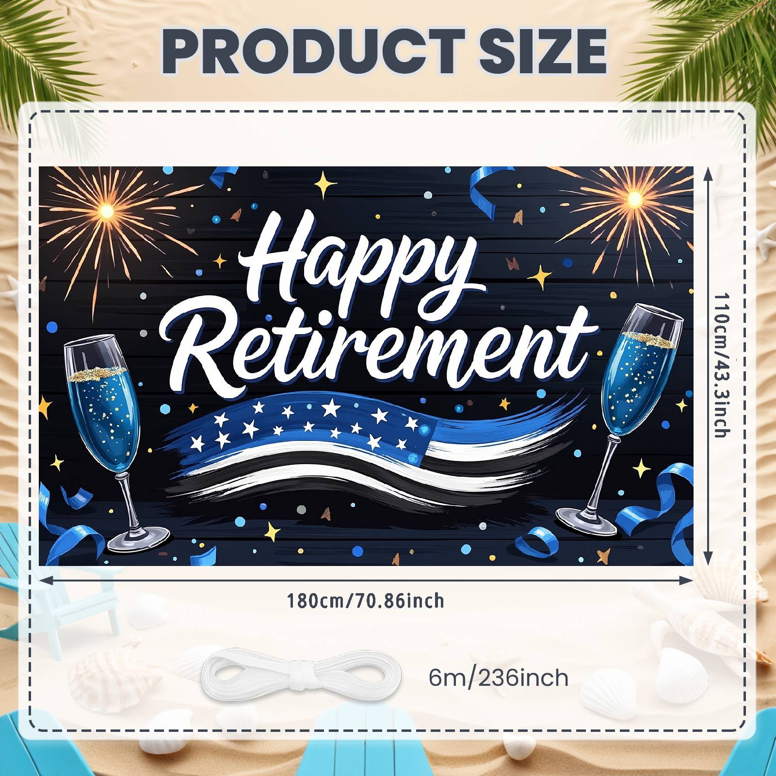 

Retirement Gathering Backdrop Champagne Glass Decor Retirement Farewell Banner Retirement Memorial Display Festive