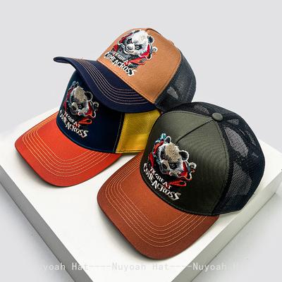And Women Color Contrast Hip-Hop Embroidered Panda Letter Prints Baseball Caps Sun Protection Personalized Air Permeable Trucker Caps All-Match