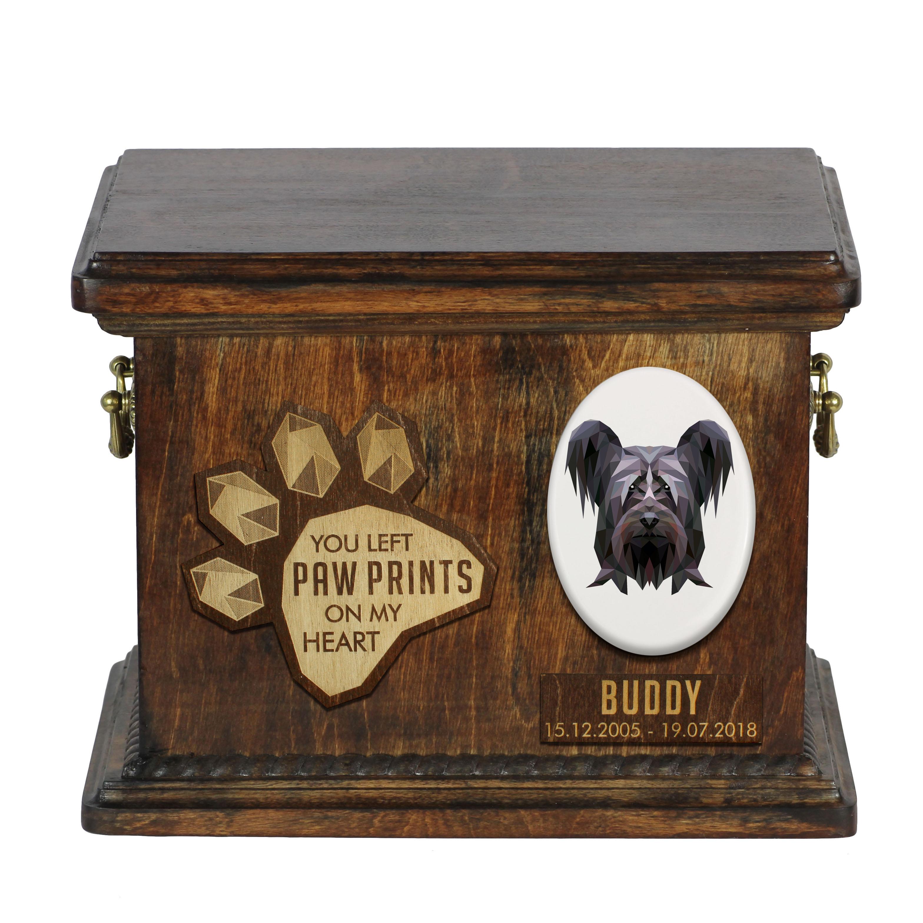 

Silky Terrier - urn for dog ashes, personalized urn with engraving, commemorative box for dog ashes by Art-Dog brand коричневий