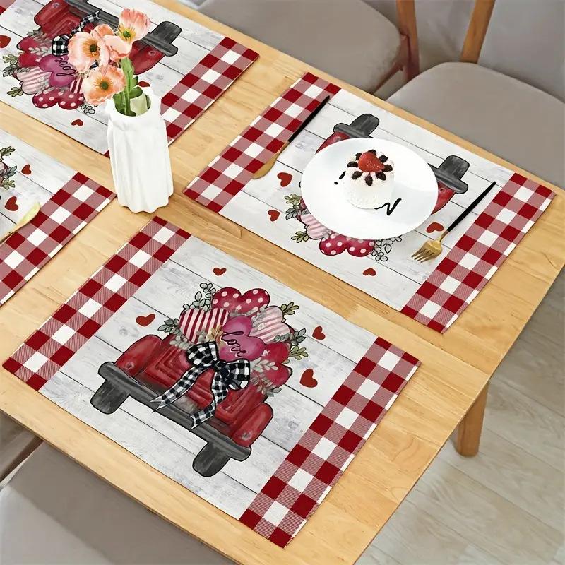 4pc Valentine S Day Table Decor Heat Resistant Placemats Coffee Table Decoration table mat