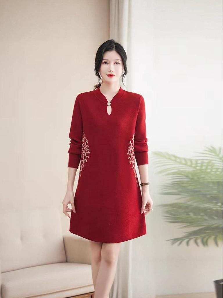 Stylish Wool Winter Dress for Middle-Aged & Elderly Women 2025
