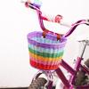 Kids Bikes Front Basket Rainbow Color Plastic Wovens Bikes Basket Easily Install