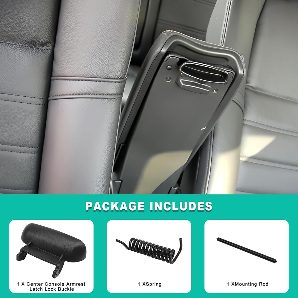 Black Plastic Center Console Latch,Armrest Cover Lid LatchReplacement,Armrest Cover Lid Lock With Mounting Rod And Spring,Replace