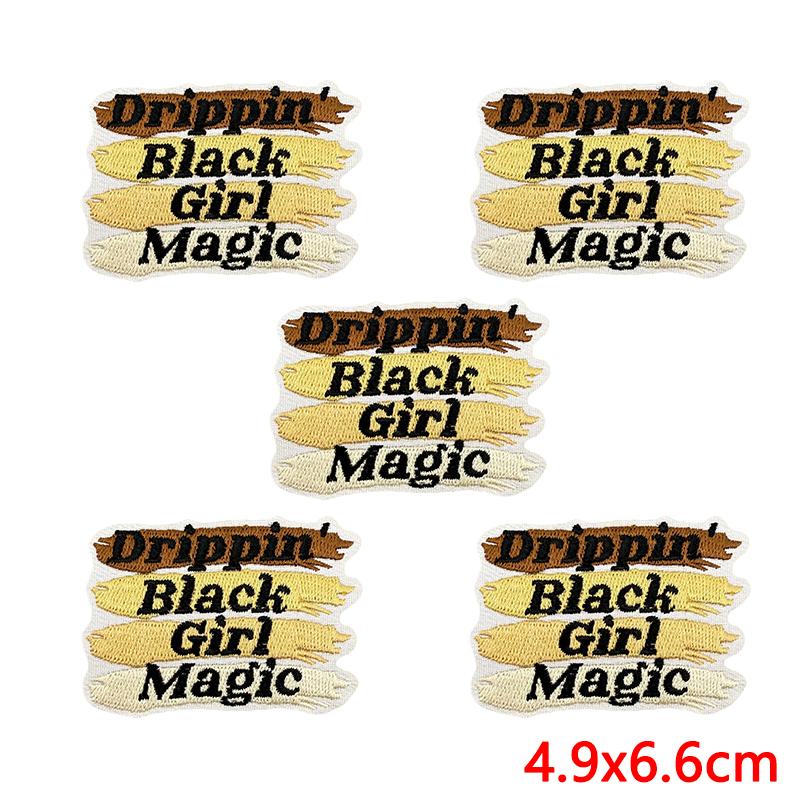 10pcs /Lots Fashion Black Girl Magic Mbroidered Patches Cartoon Letter Slogan Patch Iron On Patches For Clothing Jackets Diy 