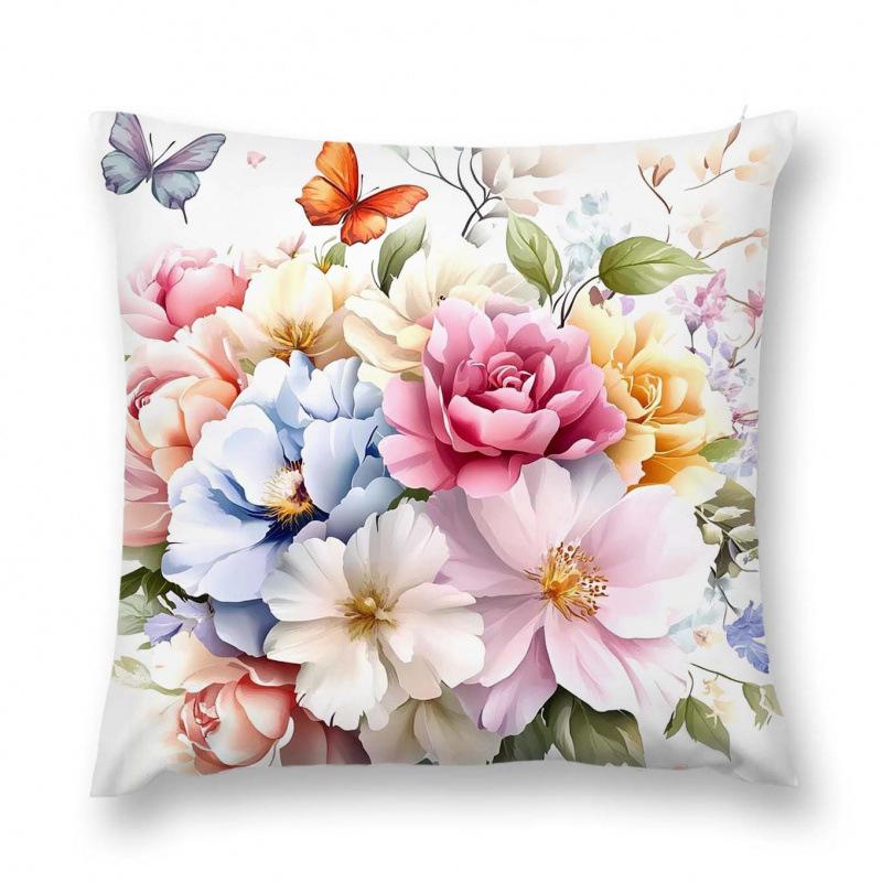 New Flower And Bird Pillow Cover Fresh Home Living Room Sofa Bed And Breakfast Bay Window Cushion Cover Premium