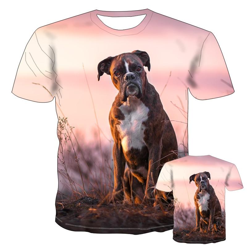 New Summer Fashion Cute Pet Dog Men's Printed T-shirt Street Harajuku Funny Handsome Round Neck Sports Quick-drying Top