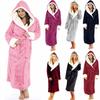 Kvinner vinterplysj forlenget sjal Badekåpe Hjemmeklær Langermet Robe Coat