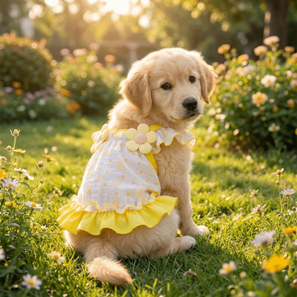 3D Floral Dog Princess Dress Comfortable Dog Vest Sweet Style Pet Harness Skirt  Small Dogs