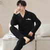Autumn Winter Men Cotton Pajamas Long Sleeves Long Pants Pajama Sleepwear Lapel Fashion Man Homewear