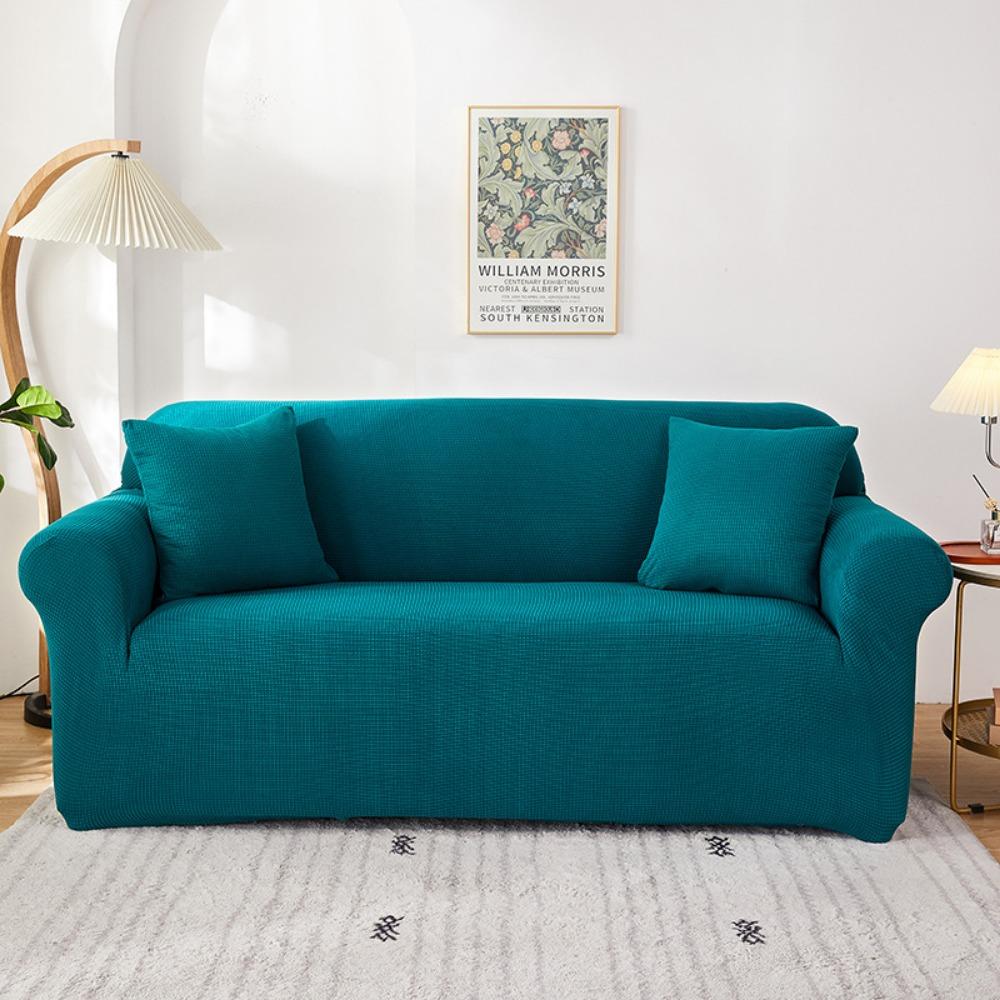 Soft Fleece Sofa Cover Full Elastic Knitted Corn Grain Pure Color Seat Cushion Cover