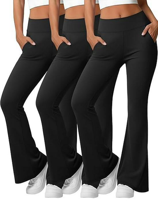 

Women s High-Waisted Flared Leggings with Pockets | Butt Lifting Yoga, Dance, and Fitness Pants X-Large чёрный