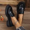 Large size women's spring and autumn new round head platform single shoes women's small leather shoes women