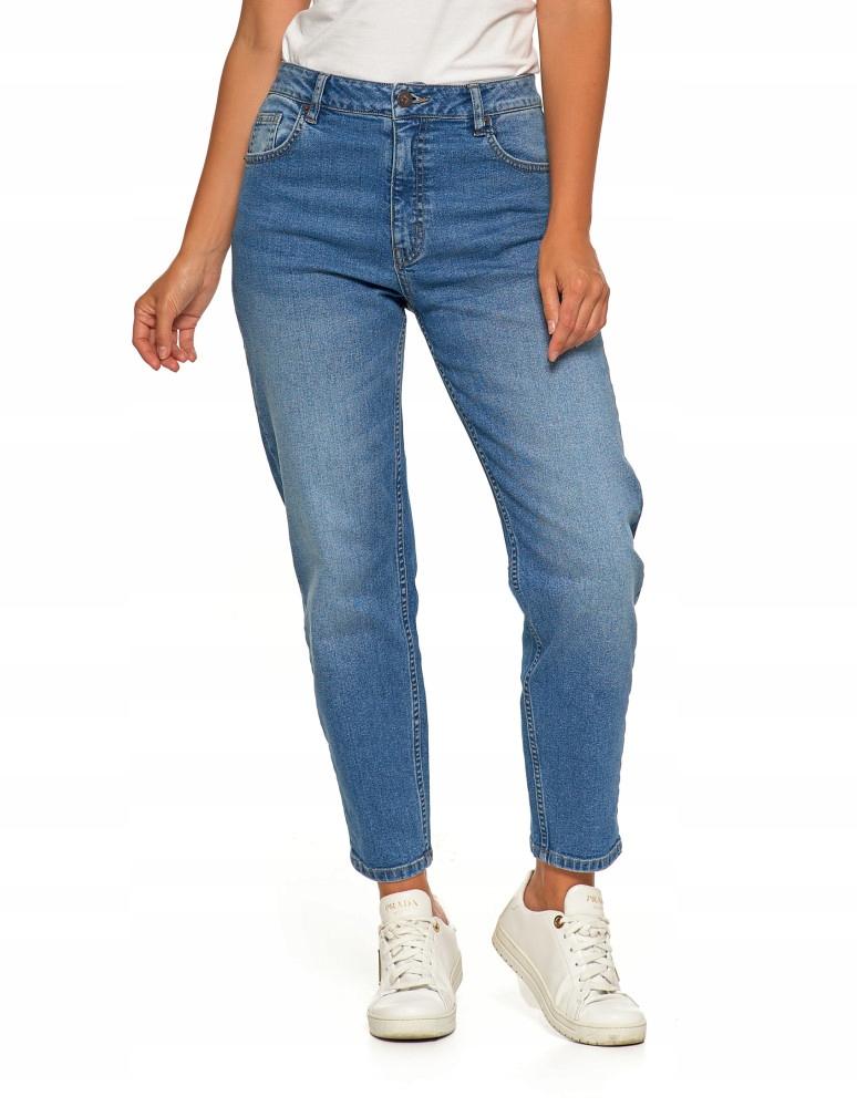 MORAJ Klasyczne wygodne jeansy damskie Mom Fit regularne Rozmiar 36 Niebieskie