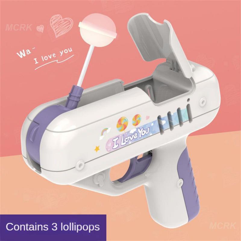 Candy Gun Sugar Lollipop Gun Sweet Toys lollipop storage Toy for Children Adult I You for Girlfriends Light Toy